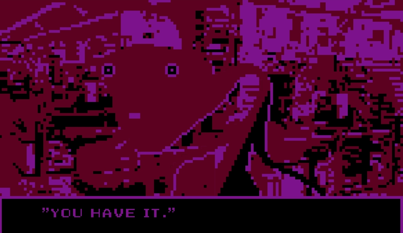 Alien looking character from the game saying 'YOU HAVE IT'